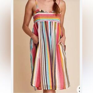 NWT LISTICLE knee length stripe sun dress, size small